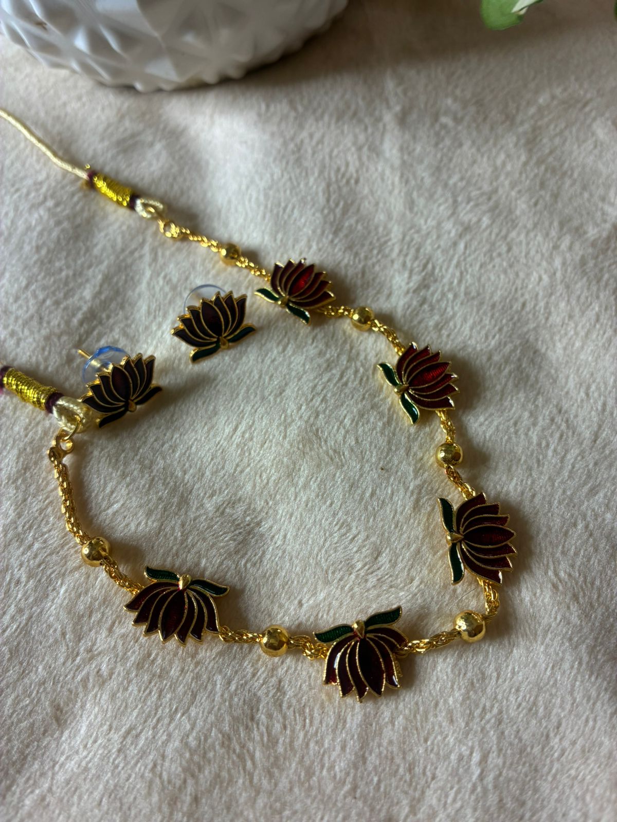 NEW STOCK arrived Lotus motif ONAM Special Neck piece with ear rings