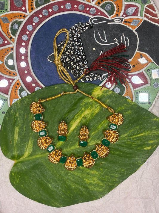 NEW ARRIVAL! Saraswathy motif Multi colour chocker neck piece with ear rings!!