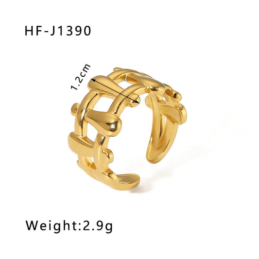 NEW STOCK!PVD Coated 18K Gold Real Gold Plated Geometric Stainless Steel Modern Style Waterproof Non Tarnish Open Rings