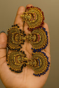 NEW STOCK|SARASWATHY Ear ring Temple Jewellery|Blue-Black-Meroon Colours