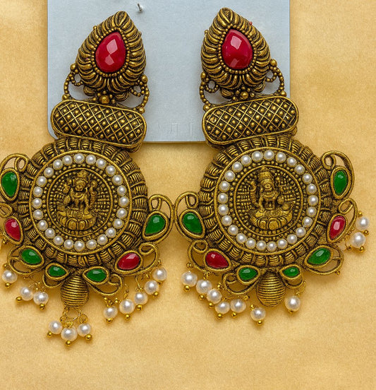 NEW ARRIVAL Traditional Saraswati motif Temple jewellery Ear rings