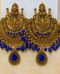 NEW ARRIVAL Elegant Blue beads with Saraswati motif temple ear rings