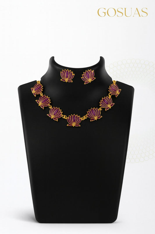 NEW STOCK arrived Lotus motif ONAM Special Neck piece with ear rings