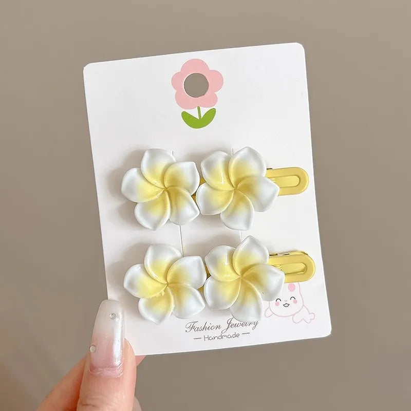 NEW ARRIVAL!Sweet Elegant Hairpin Women's Cute Egg Blossom Cherry Blossom Rubber Tendon Side Clip Broken Hair Artifact Bangs Hairpin Clip Headdress